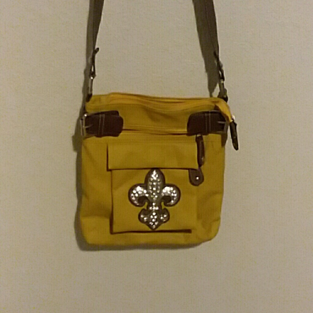 Gold Yellow ,faux leather cross body bag